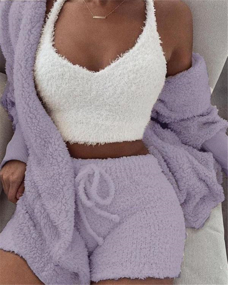 Women's velvet pajama set in gray