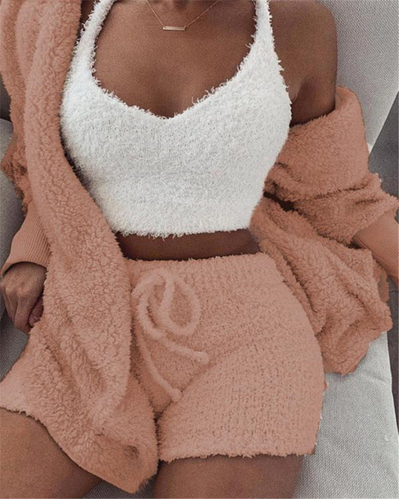 Women's velvet pajama set in orange