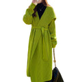 Women's alpaca wool cardigan coat in green