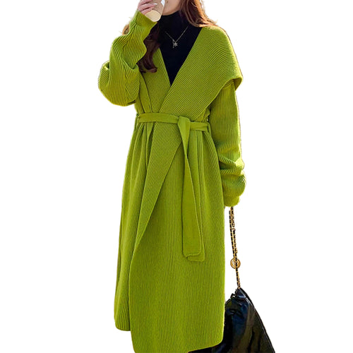 Women's alpaca wool cardigan coat in green
