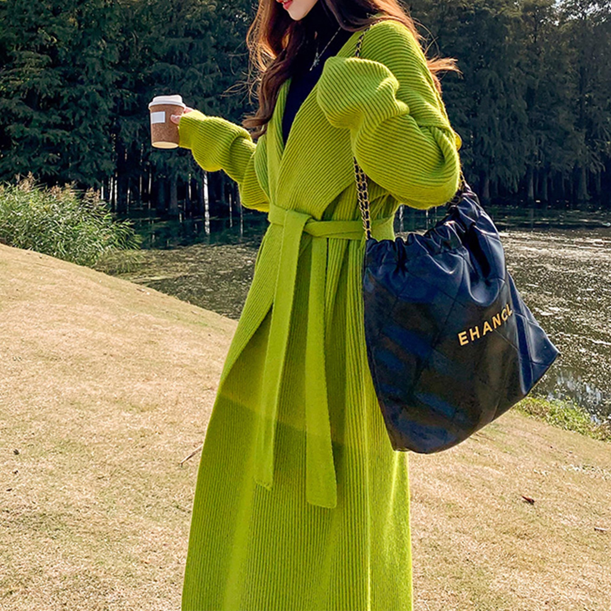 Size guide for women's alpaca wool cardigan coat