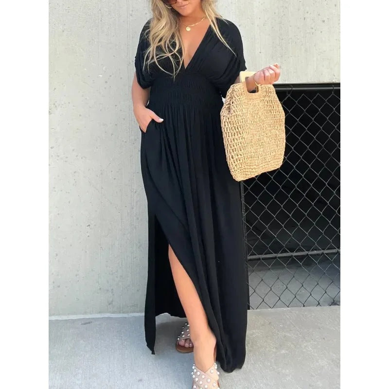Women's maxi dress in wine red