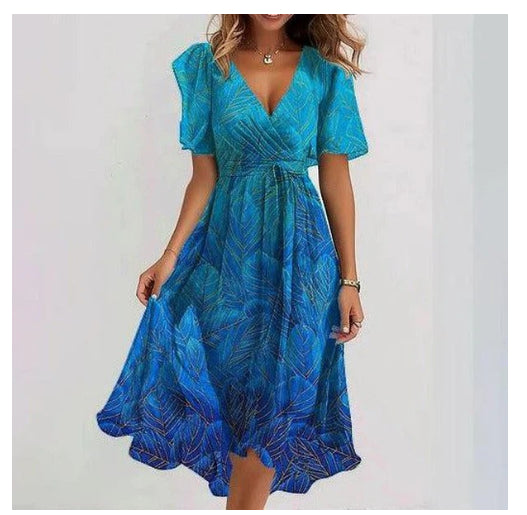 Women's chiffon dress in aqua blue