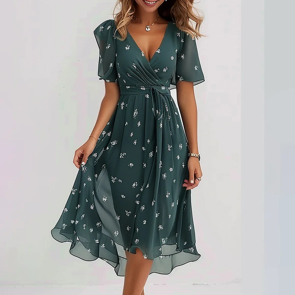 Women's chiffon dress in blue