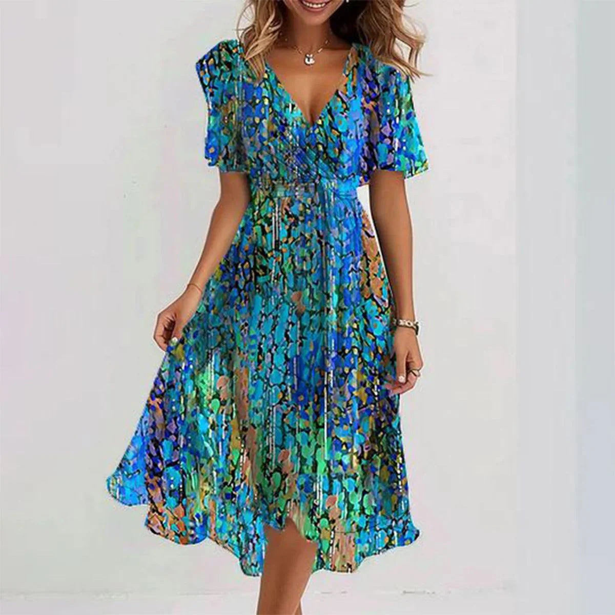 Women's chiffon dress in green