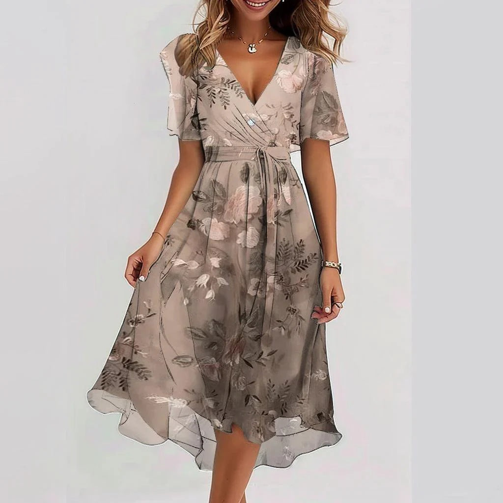 Women's chiffon dress in red