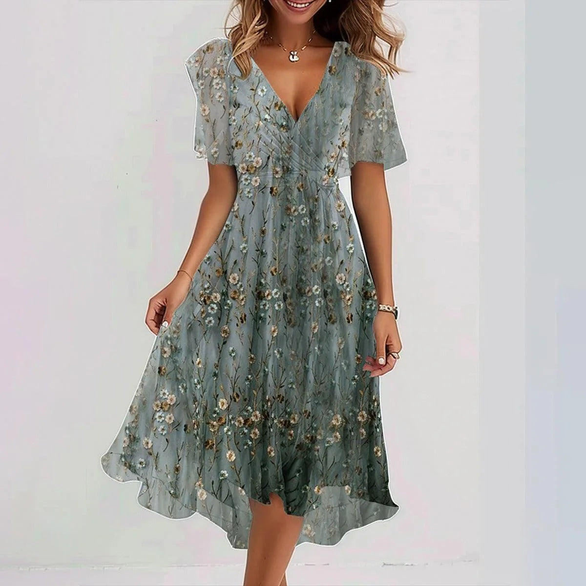 Women's chiffon dress in rose gold
