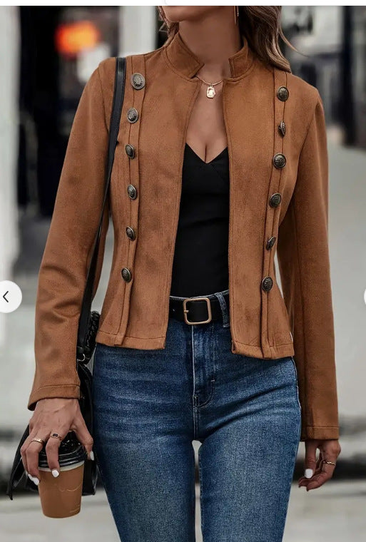 Women's suede jacket in black
