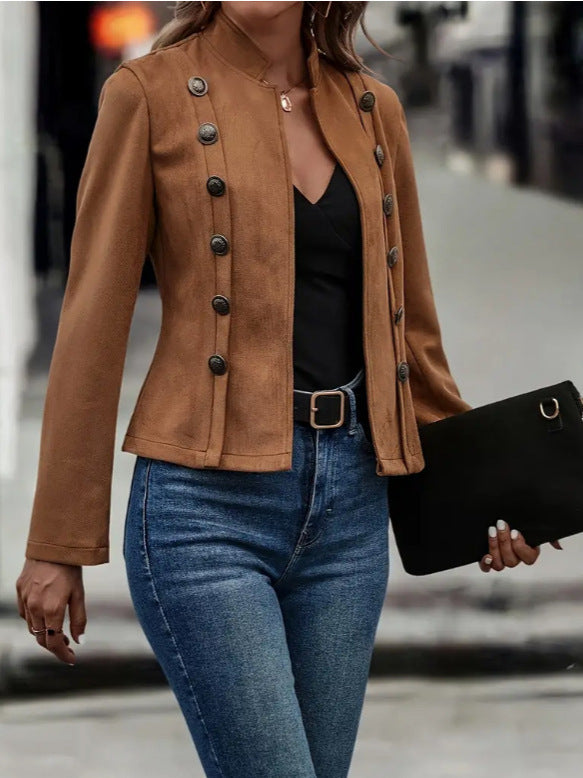 Close-up of suede texture on women's jacket