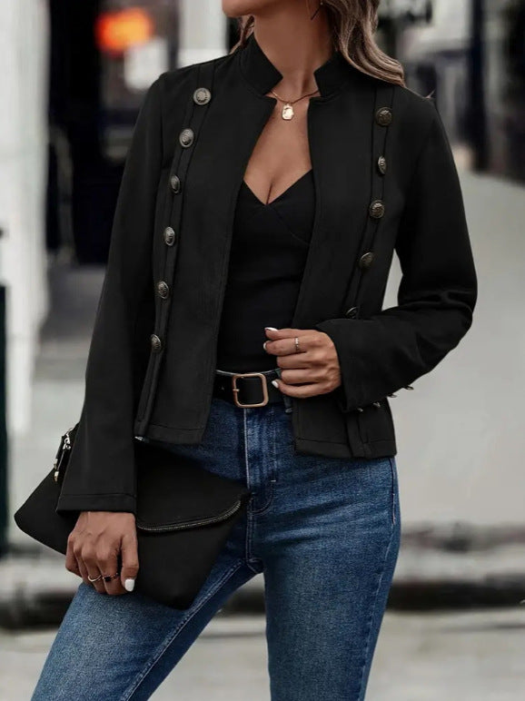 Size guide for women's double-breasted suede jacket