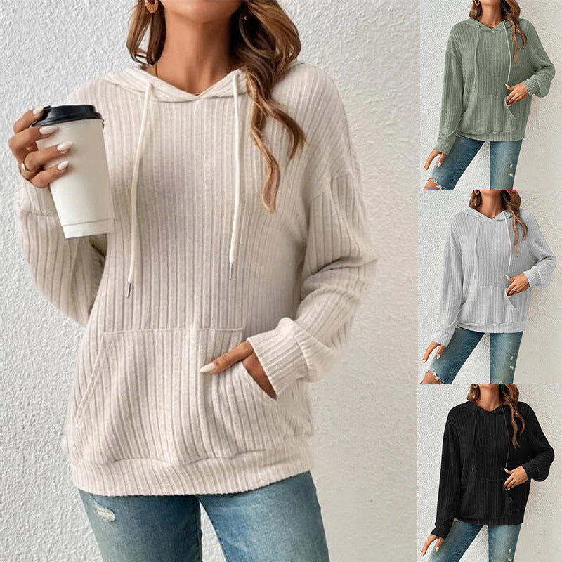 Women's drawstring hooded sweatshirt, front view