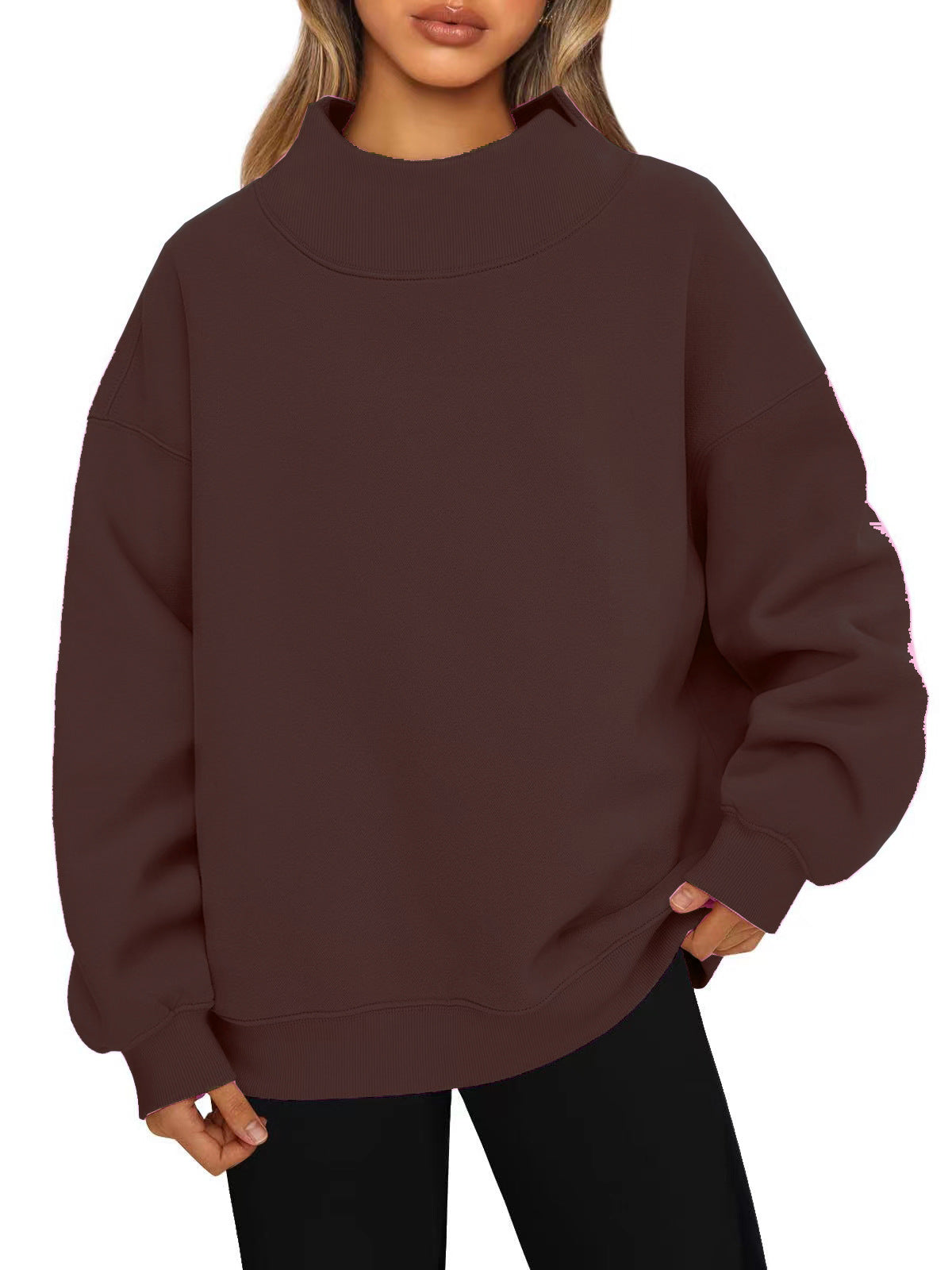Women's fleece lined sweatshirt lifestyle photo