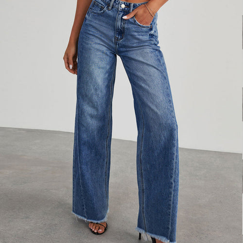 Women's high waist wide-leg jeans in blue