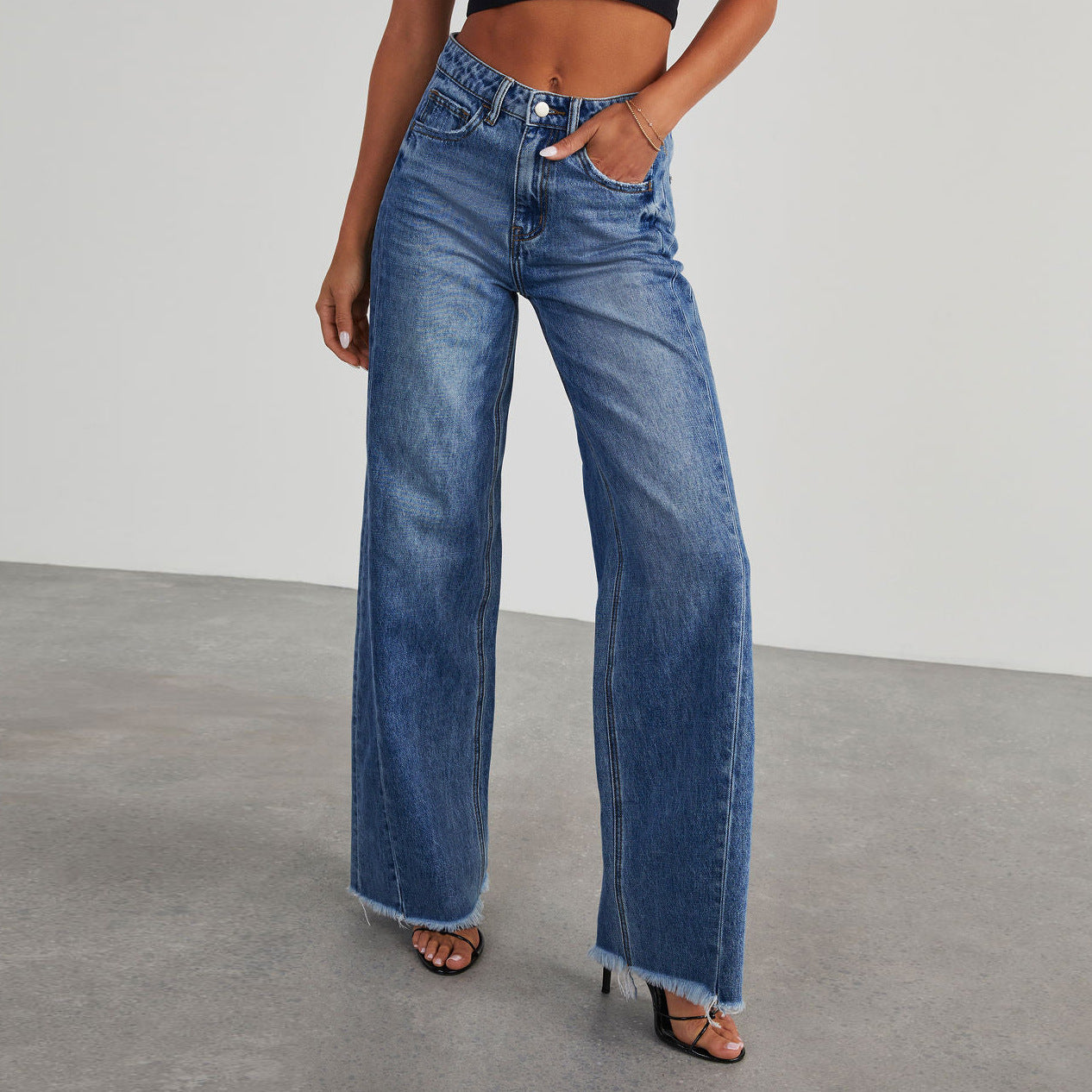 Color chart for women's high waist wide-leg jeans