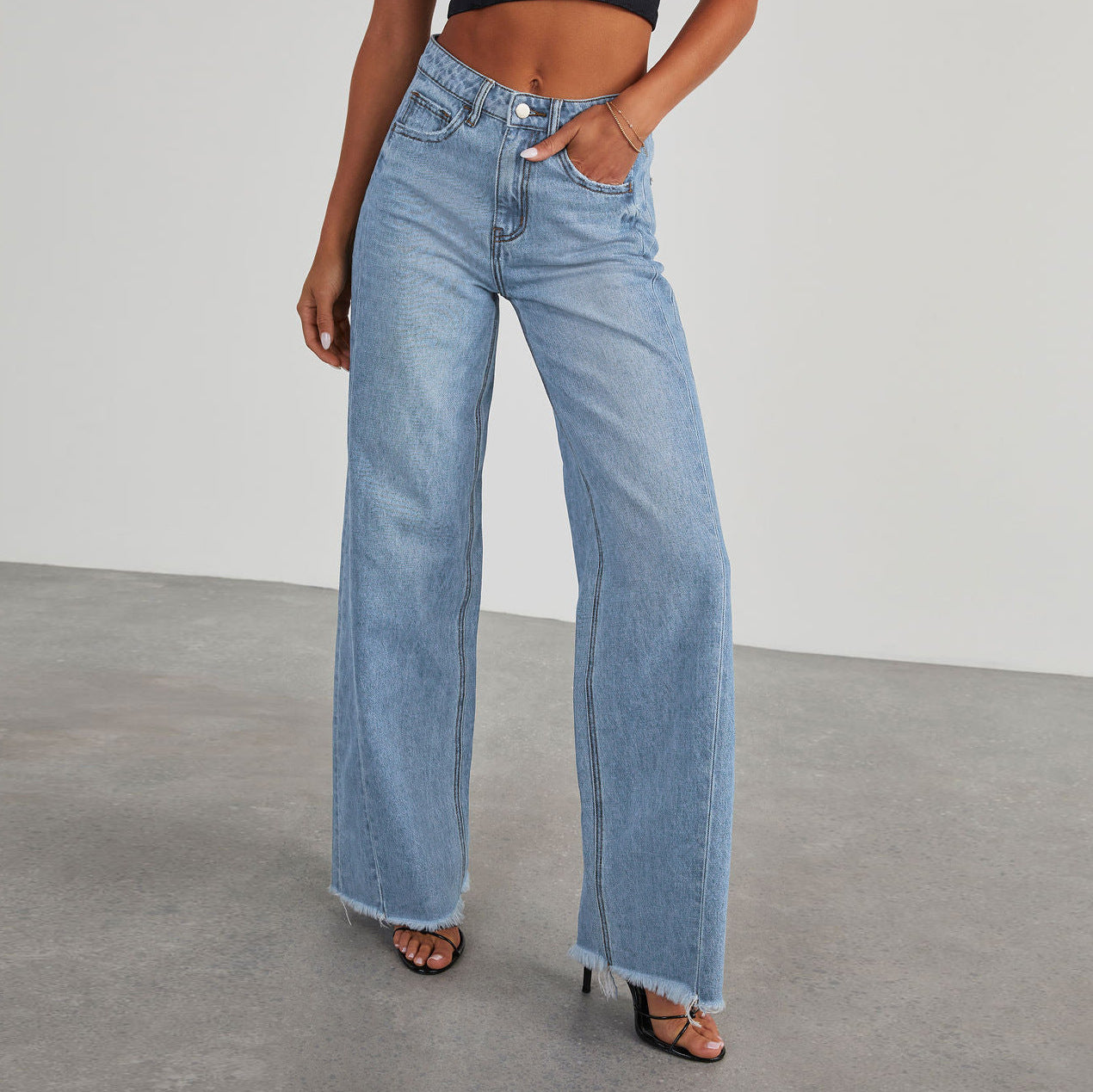 Size guide for women's high waist wide-leg jeans