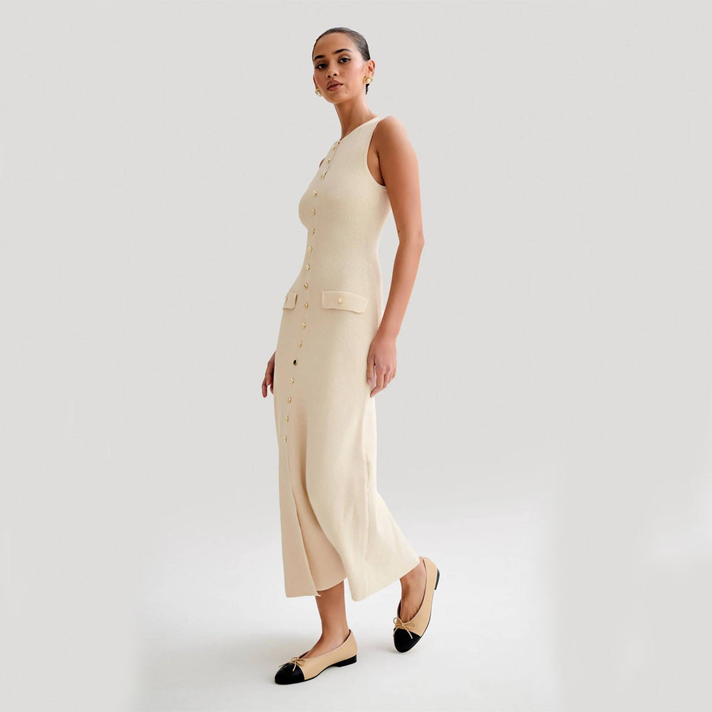 Women's knit dress in almond color