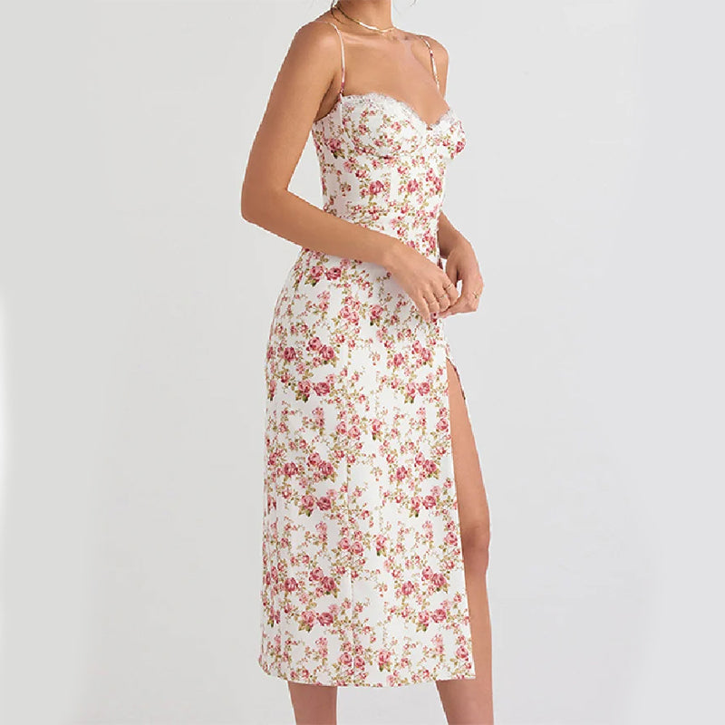 Women's lace maxi dress in blue