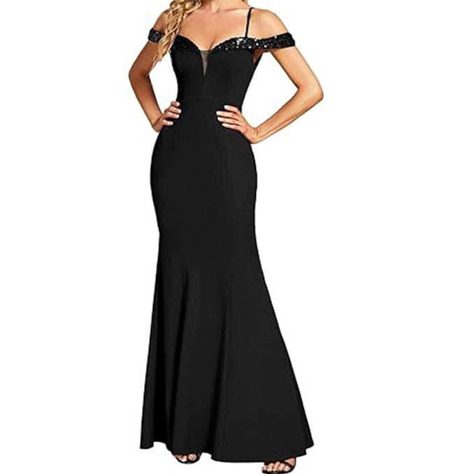 Women's evening gown in navy blue