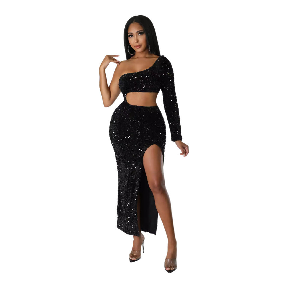 Size guide for women's one-shoulder sequin dress