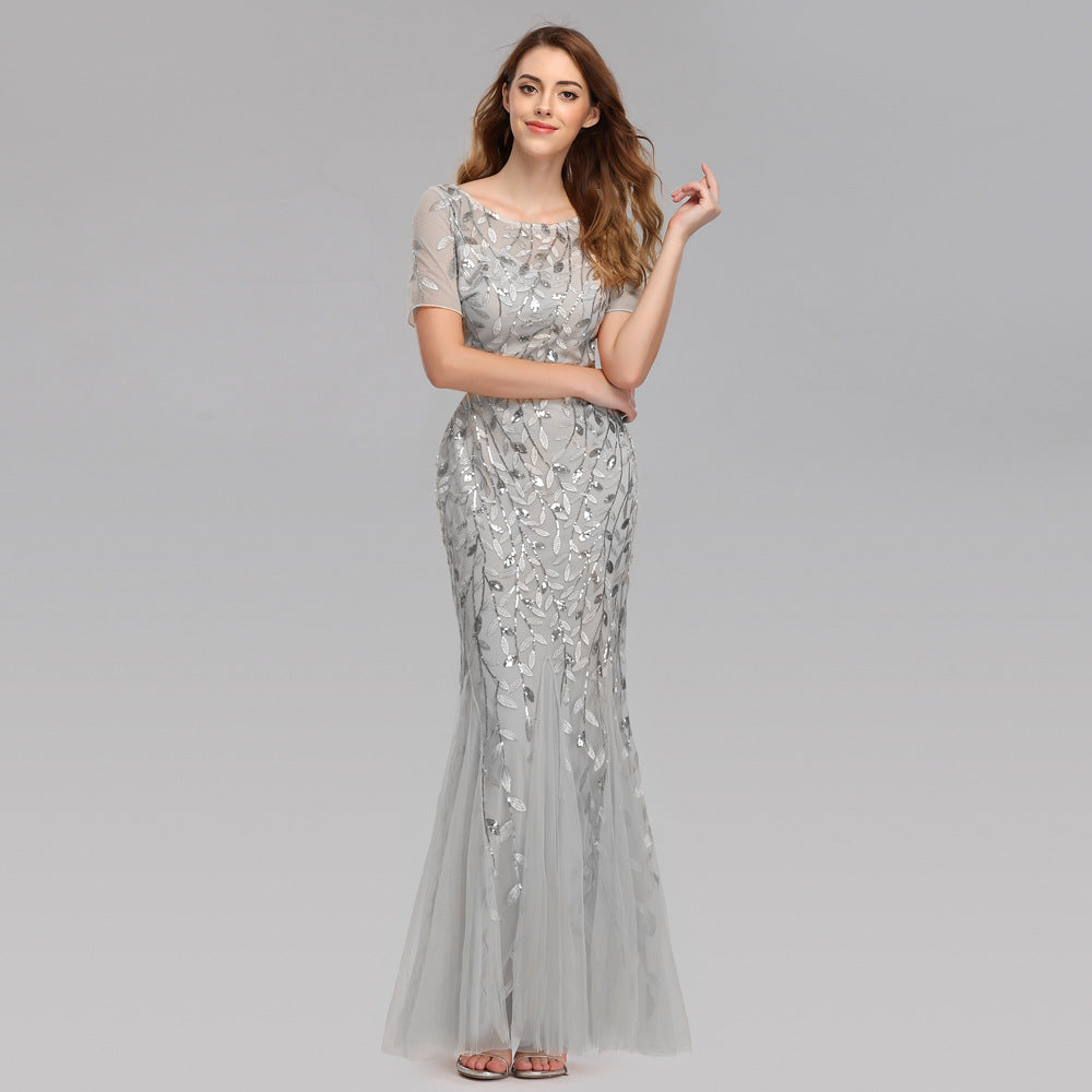 Fishtail hem detail on women's plus size gown