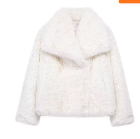 Sleeve detail on women's plush winter coat