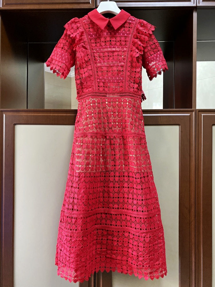 Women's retro lapel dress back view