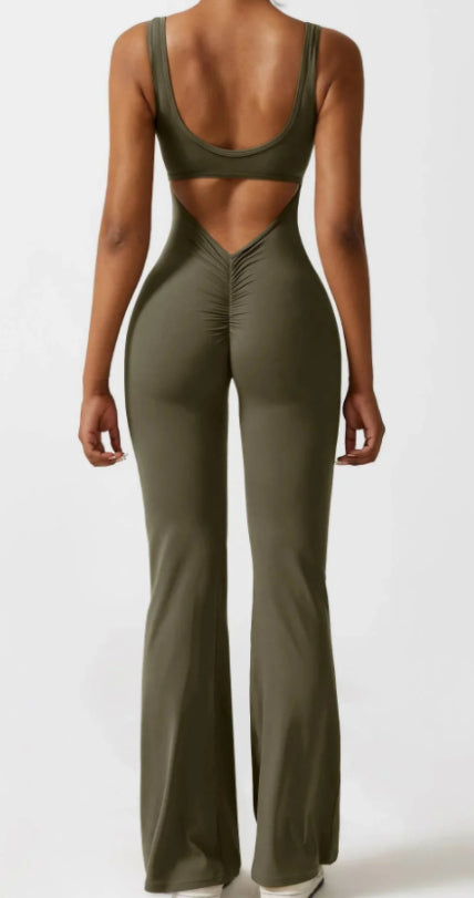 Women's seamless yoga bodysuit back view