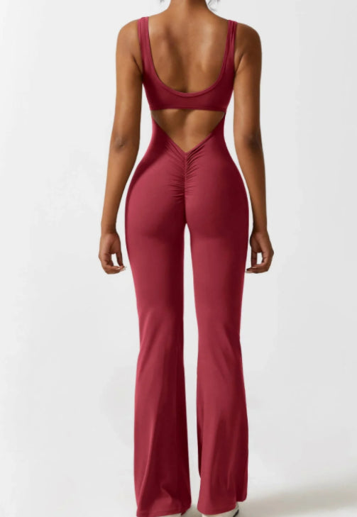 Women's yoga bodysuit in light brown