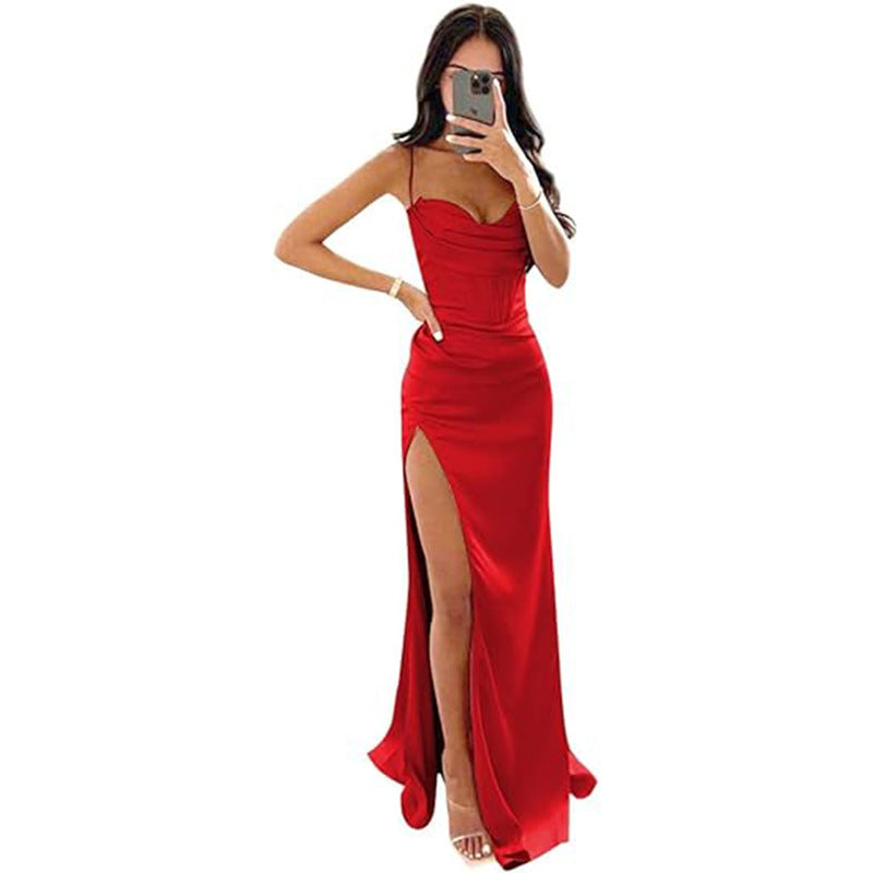 Women's evening gown in lotus root color