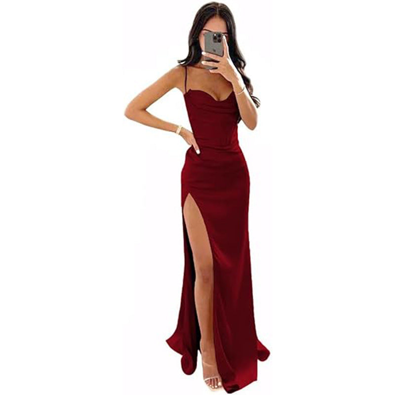 Women's evening gown side view
