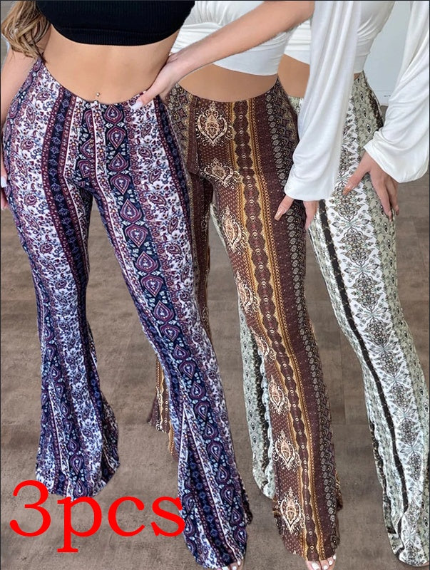 Women's printed trousers, front-side angle