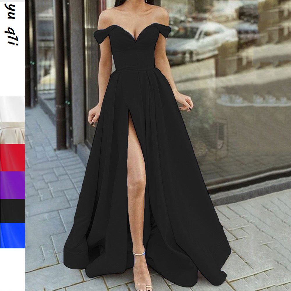 Woman wearing tube top A-line swing dress