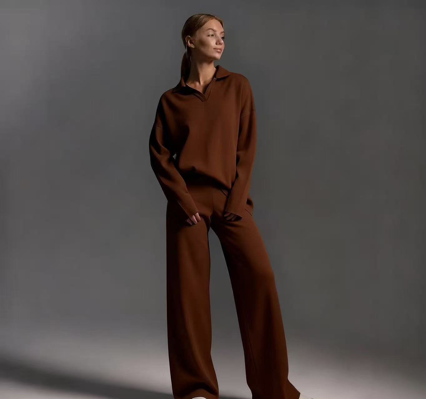 Color options for women's mock neck sweater two-piece set