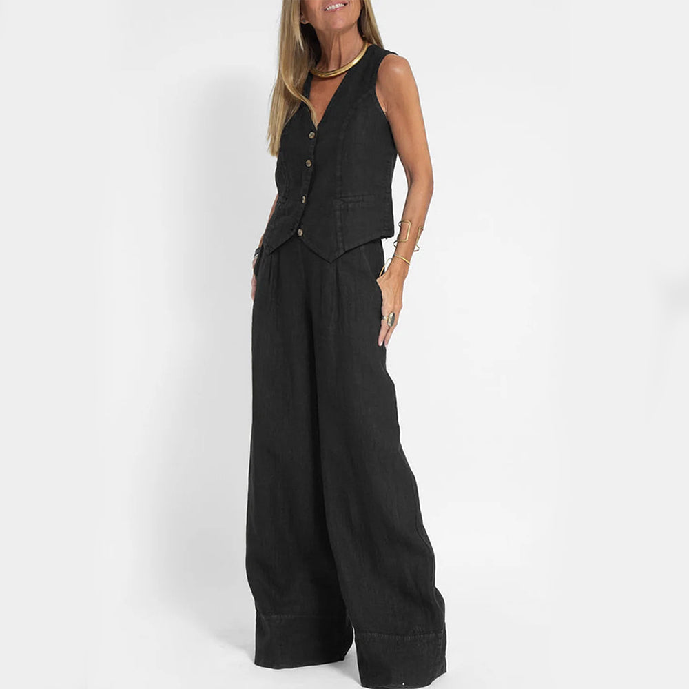 Women's vest and trouser set in apricot