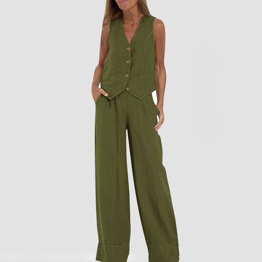 Women's vest and trouser set back view