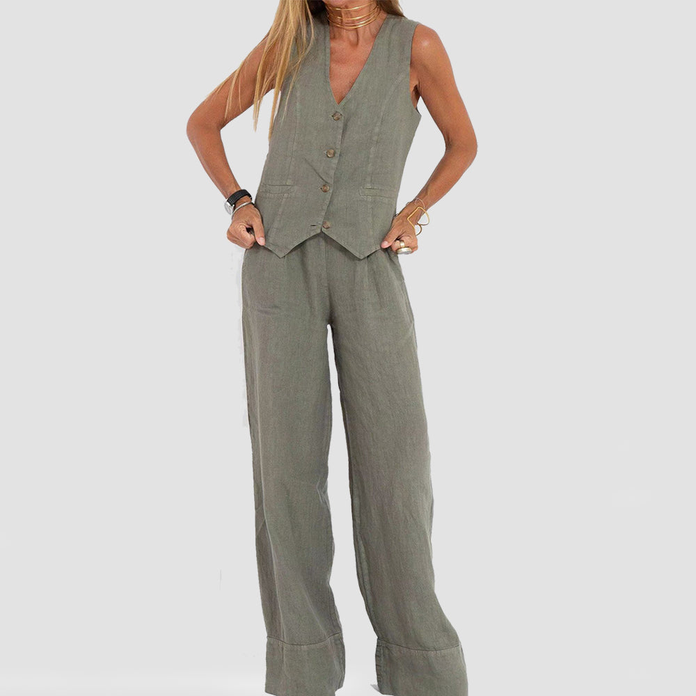 Women's vest and trouser set in black