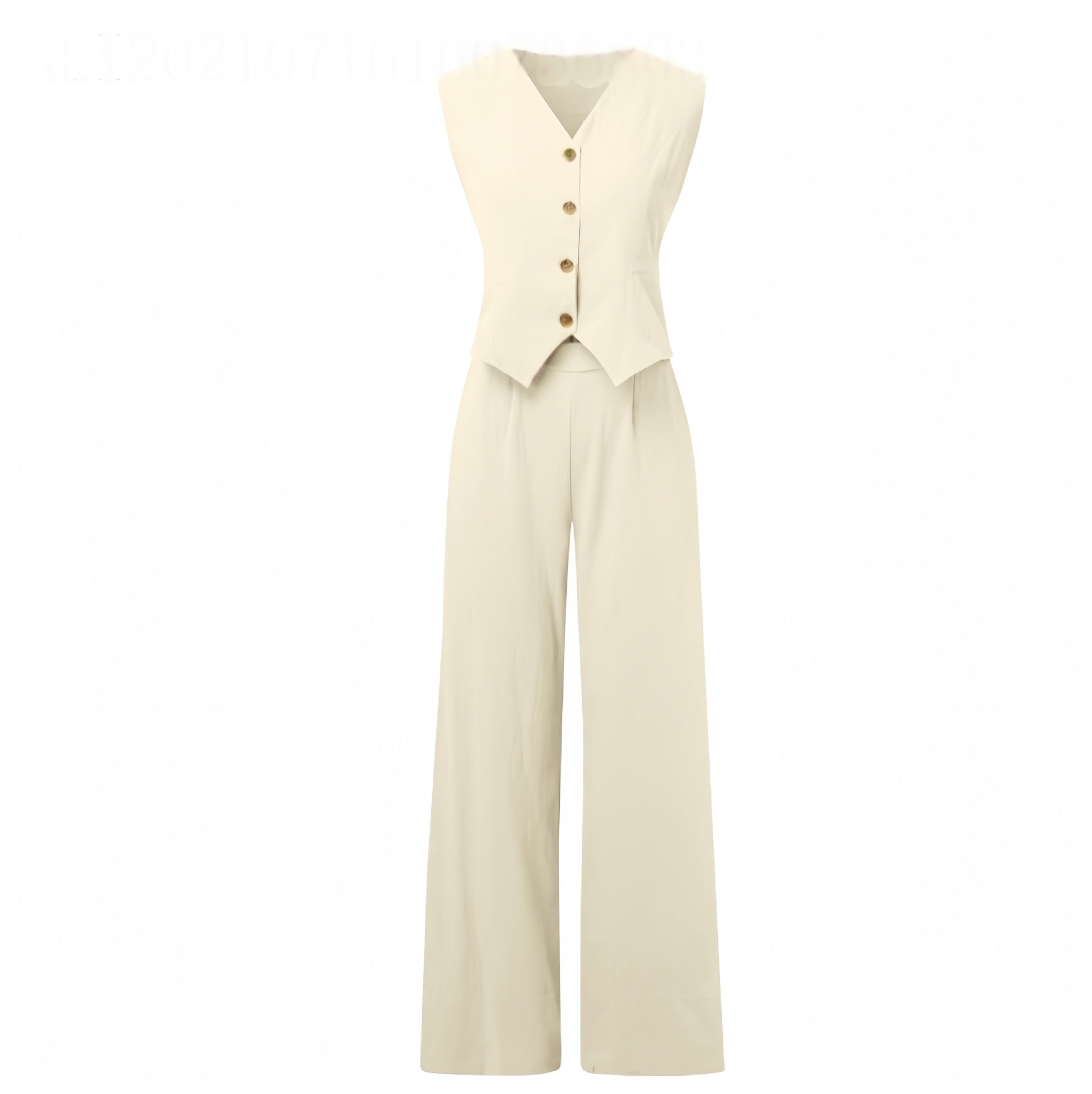 Women's straight leg trouser detail from vest set