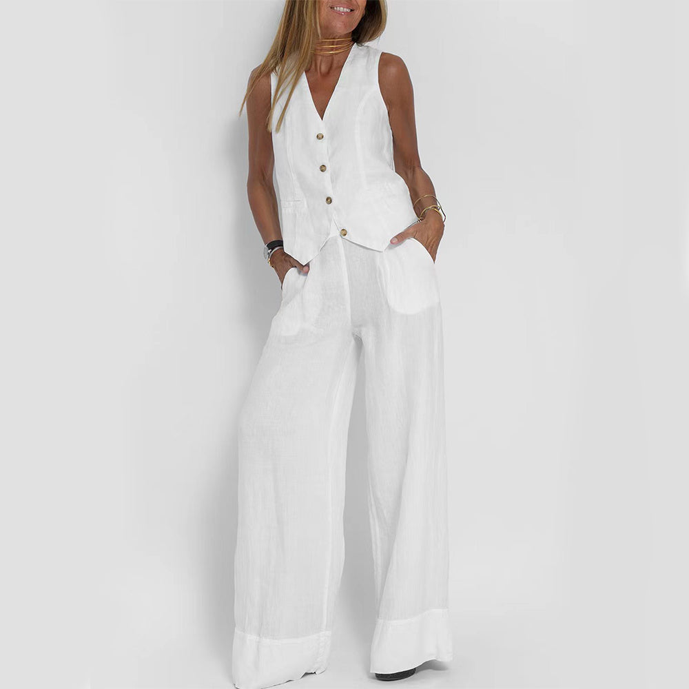 Women's vest and trouser set in olive green