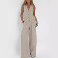 Size guide for women's V-neck vest and trouser set