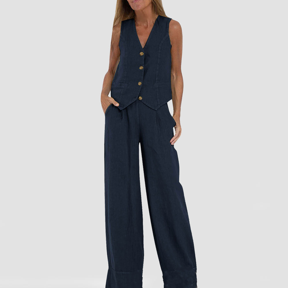 Women's vest and trouser set in white
