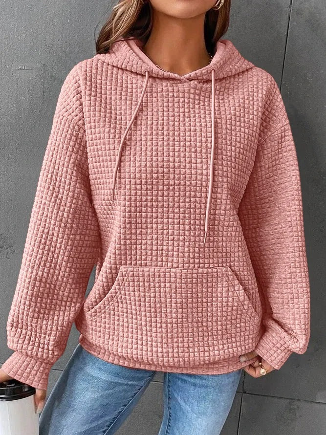 Women's waffle sweater in black
