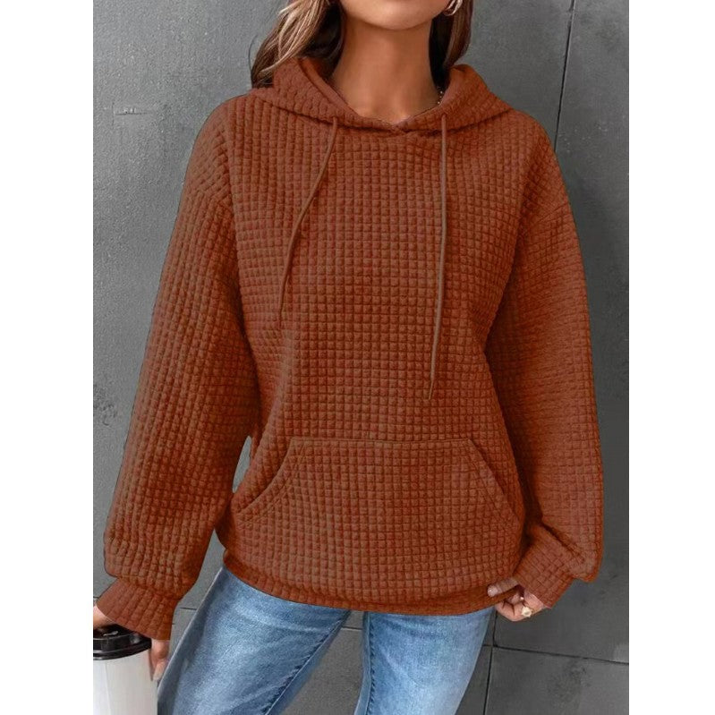 Women's waffle sweater in coffee