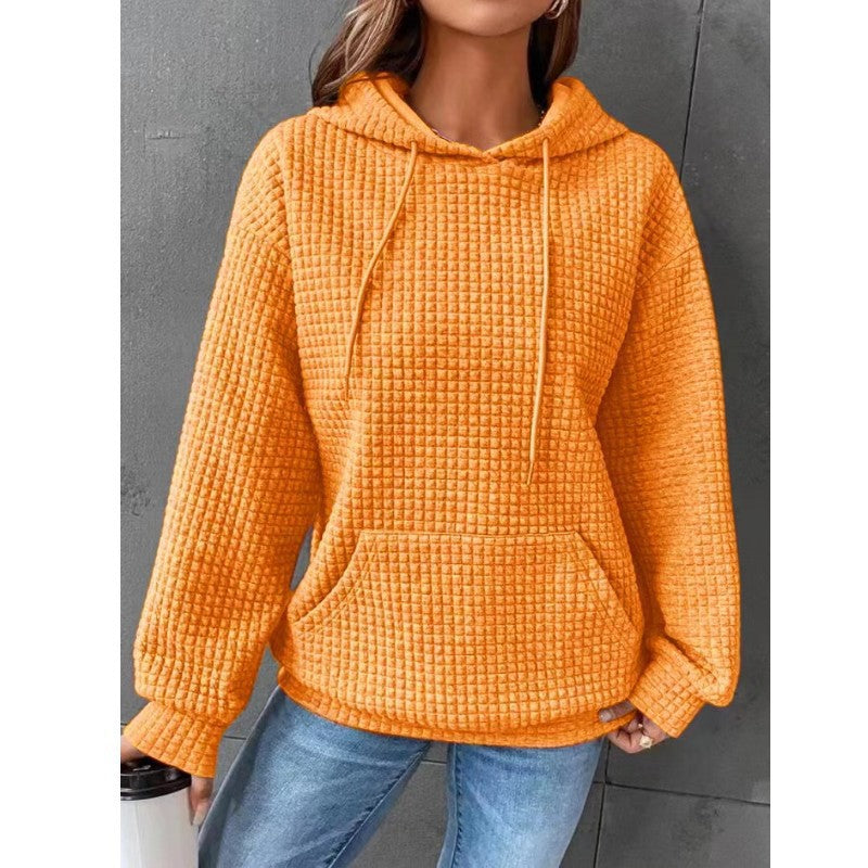 Women's waffle sweater in navy blue