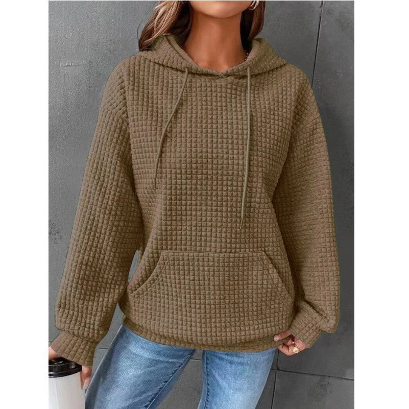 Women's waffle sweater in olive green